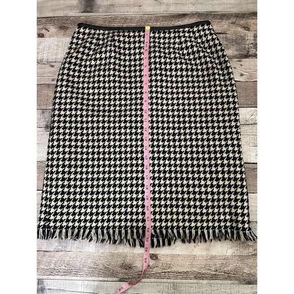 Vintage Kasper APL Houndstooth Black & White Wool 2 Piece Blazer Skirt Set | 10P - Picture 6 of 12